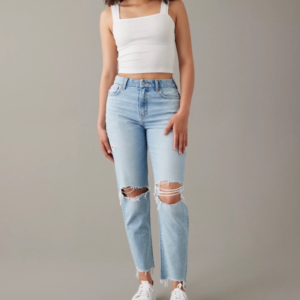 Light Blue Distressed High-Rise Women's Jeans
